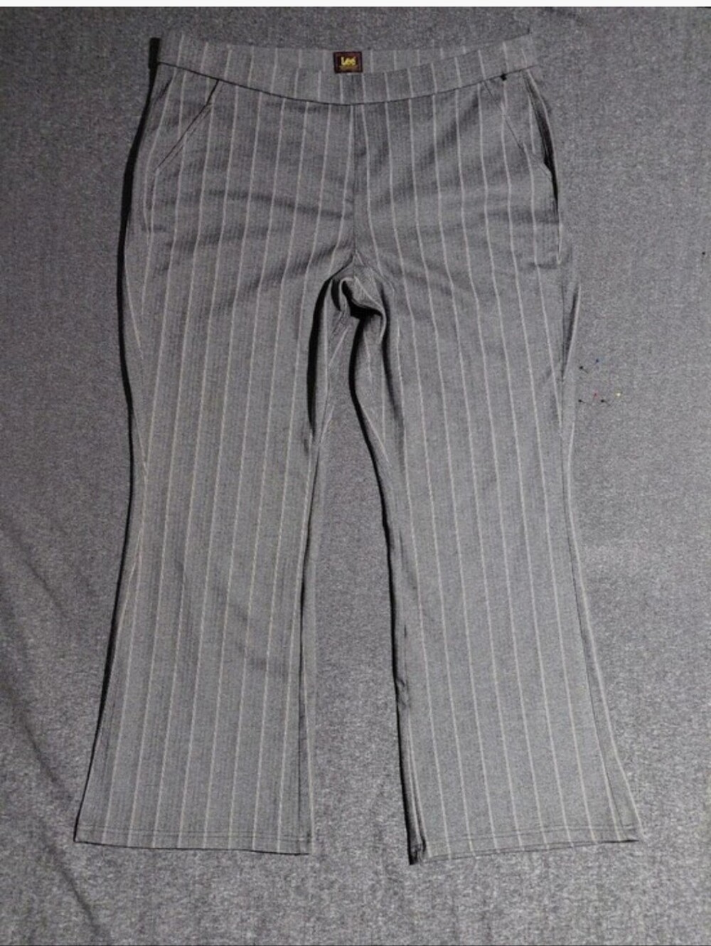 Gray Pinstripe Stretch Dress Pants Trousers with Pockets Sz XL 16/18